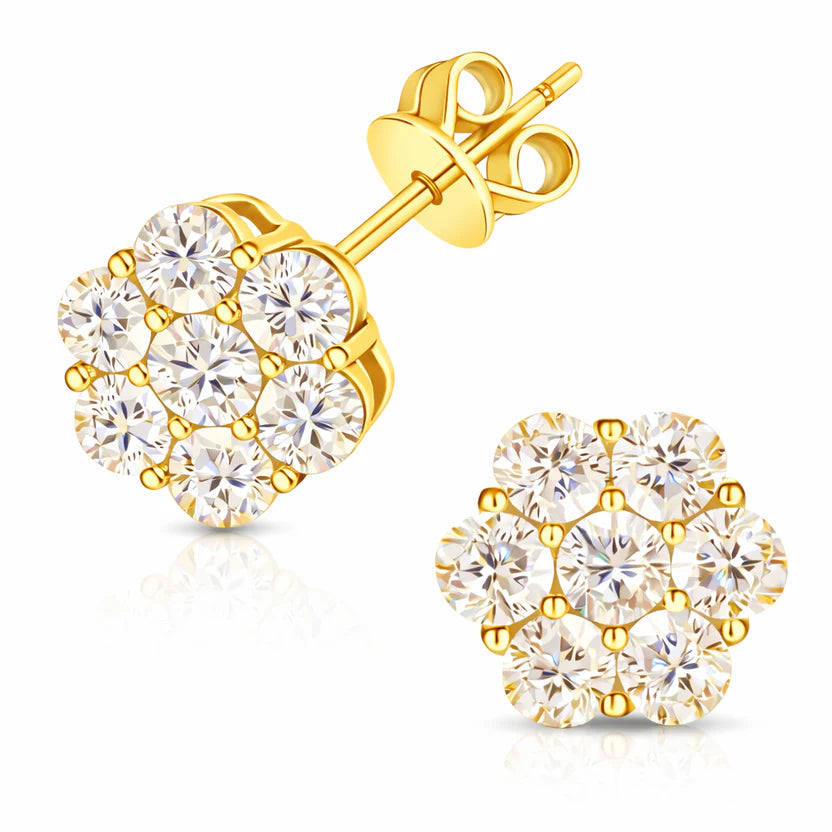 Moissanite Flower Earrings