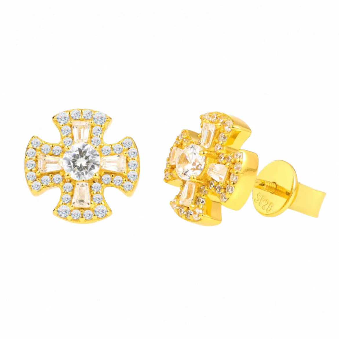 Moissanite Cross Stud Earrings