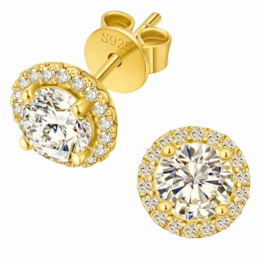 Moissanite Halo Earrings