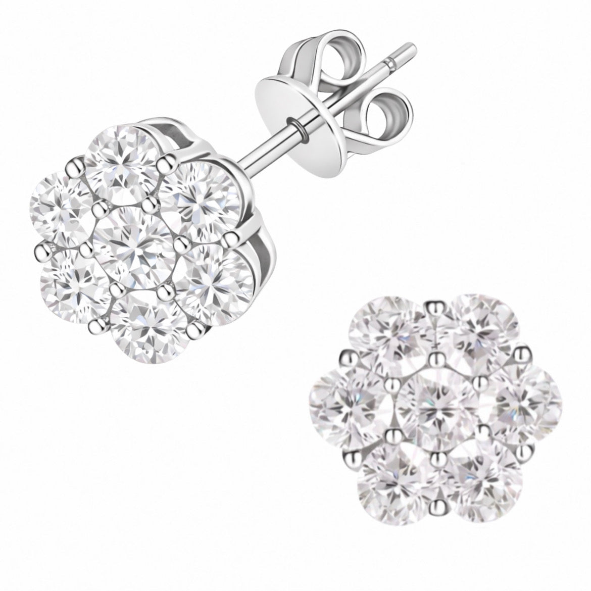Moissanite Flower Earrings